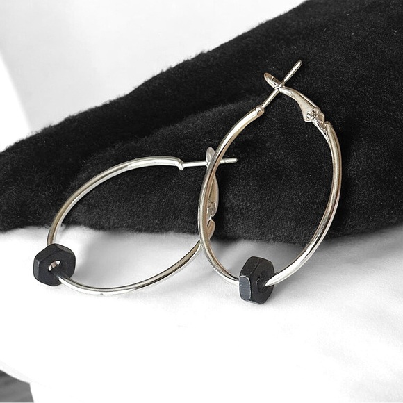 5 For $25💫Silver Hoops and Gunmetal Hex Nuts - Picture 1 of 3